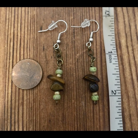 Ladies Dangle Earrings, Tigers Eye Earrings / Handmade Earrings - Picture 3 of 4